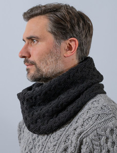 Super Soft Aran Infinity Scarf - Black