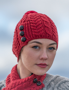 Merino Pom Pom Hat - Chillipepper