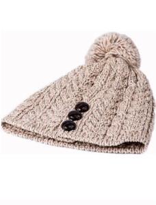 Merino Pom Pom Hat - Wicker