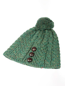  Merino Pom Pom Hat - Connemara Green