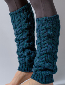 Merino Wool Aran Leg Warmers - Atlantic