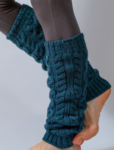 Merino Wool Aran Leg Warmers - Atlantic