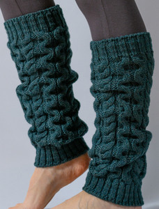 Merino Wool Aran Leg Warmers - Evergreen