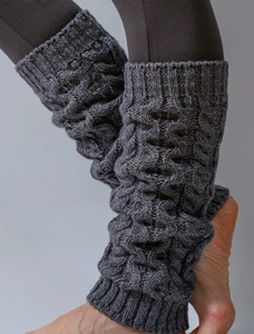 Merino Wool Aran Leg Warmers - Graphite