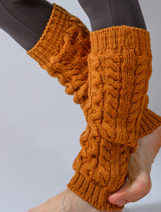 Merino Wool Aran Leg Warmers - Golden Ochre