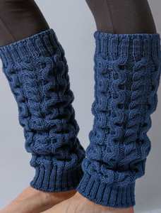 Merino Wool Aran Leg Warmers - Blue Steel