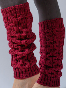 Merino Wool Aran Leg Warmers - Claret