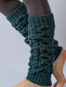 Merino Wool Aran Leg Warmers - Evergreen
