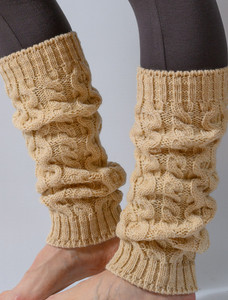 Merino Wool Aran Leg Warmers - Oatmeal