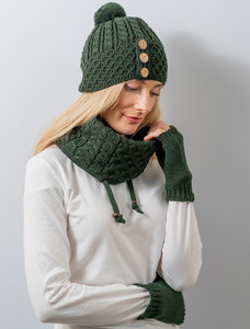 Extra Soft Aran Snood - Army Green