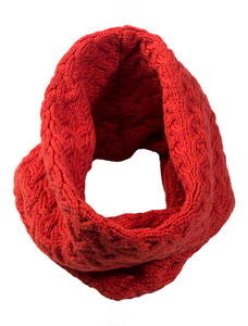 Super Soft Aran Infinity Scarf - Coral