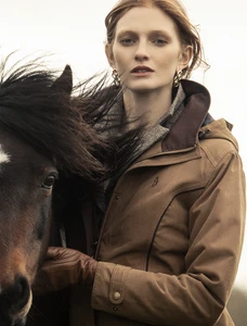 Erin Ladies Waterproof Long Riding Coat - Camel