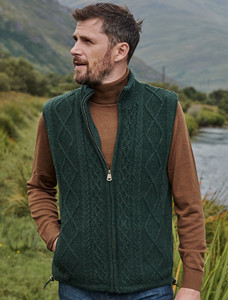 Windproof Aran Style Bodywarmer - Fern
