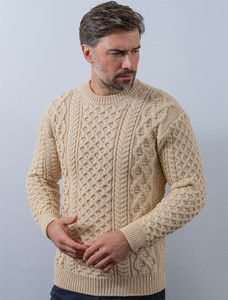 Heavyweight Merino Wool Aran Sweater- Oatmeal