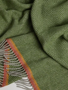 Wool and Cashmere Throw - Seafoam Green & Soft Grey