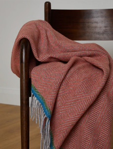 Wool and Cashmere Throw - Dusty Pink & Soft Grey