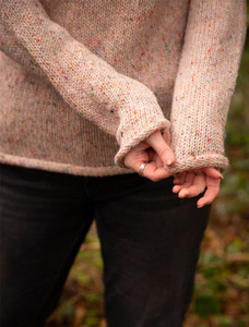 Ladies Roll Neck Sweater - Speckled Pink