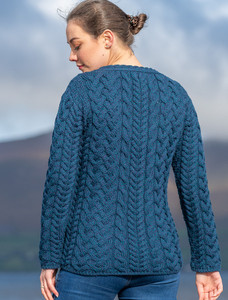 Super Soft V-Neck Button Up Cable Knit Cardigan - Atlantic