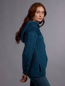 Fairisle Knit Hoodie - Teal/Sherwood