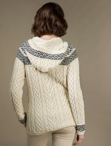Fairisle Knit Hoodie - White/Charcoal