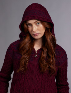 Fairisle Knit Hoodie - Wine/Damson