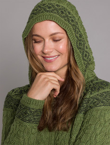 Fairisle Knit Hoodie - Grass Green