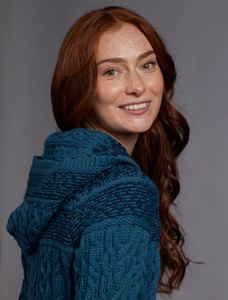 Fairisle Knit Hoodie - Teal/Sherwood