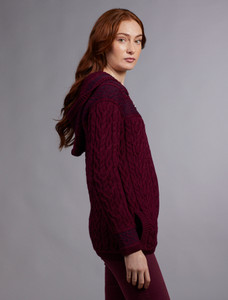 Fairisle Knit Hoodie - Wine/Damson