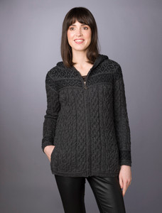 Fairisle Knit Hoodie - Charcoal/Black