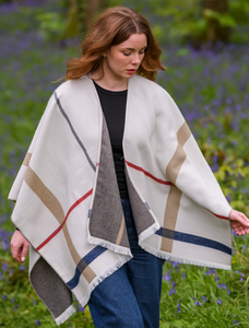 Jacquard Fringed Shawl - Multi White