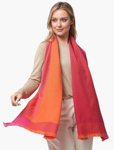 Giant Merino Wool Scarf -  Orange & Pink