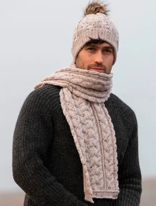 Men's Merino Cable Hat - Oatmeal