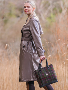 Ciara Tweed & Leather Bag - Green Red Pink