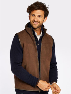 Men's Dunhill Leather Gilet - Walnut