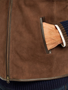 Men's Dunhill Leather Gilet - Walnut