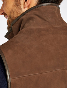 Men's Dunhill Leather Gilet - Walnut