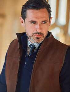 Men's Dunhill Leather Gilet - Walnut