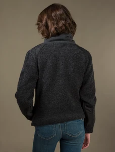 Cowl Neck Aran Sweater - Charcoal