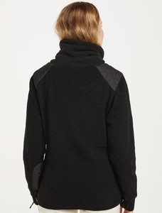 Cowl Neck Aran Sweater - Black