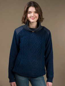 Cowl Neck A‎ran Sweater