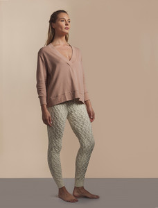 Aran Wool Cuffed Cable Leggings - White