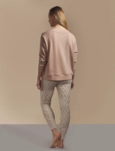 Aran Wool Cuffed Cable Leggings - Parsnip