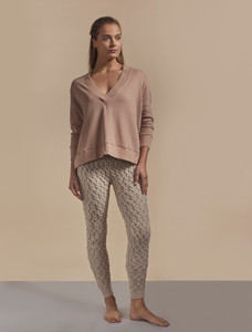 Aran Wool Cuffed Cable Leggings - Parsnip