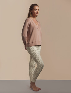 Aran Wool Cuffed Cable Leggings - White