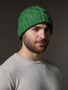 Merino Wool Cable Knit Hat - Kiwi