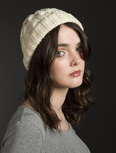 Merino Wool Cable Knit Hat - Natural White