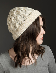 Merino Wool Cable Knit Hat - Natural White