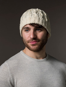 Merino Wool Cable Knit Hat - Natural White