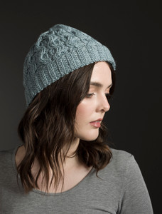 Merino Wool Cable Knit Hat - Misty Marl