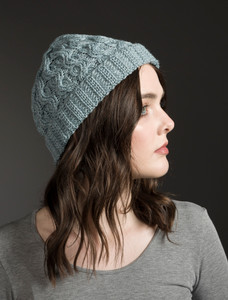 Merino Wool Cable Knit Hat - Misty Marl